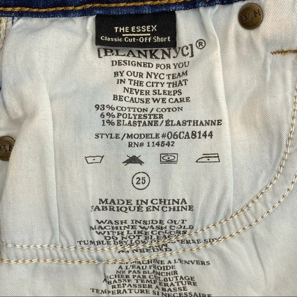 BLANKNYC The Essex Classic Cut Off Distressed Jean Shorts Denim Blue Size 25 - Picture 6 of 7